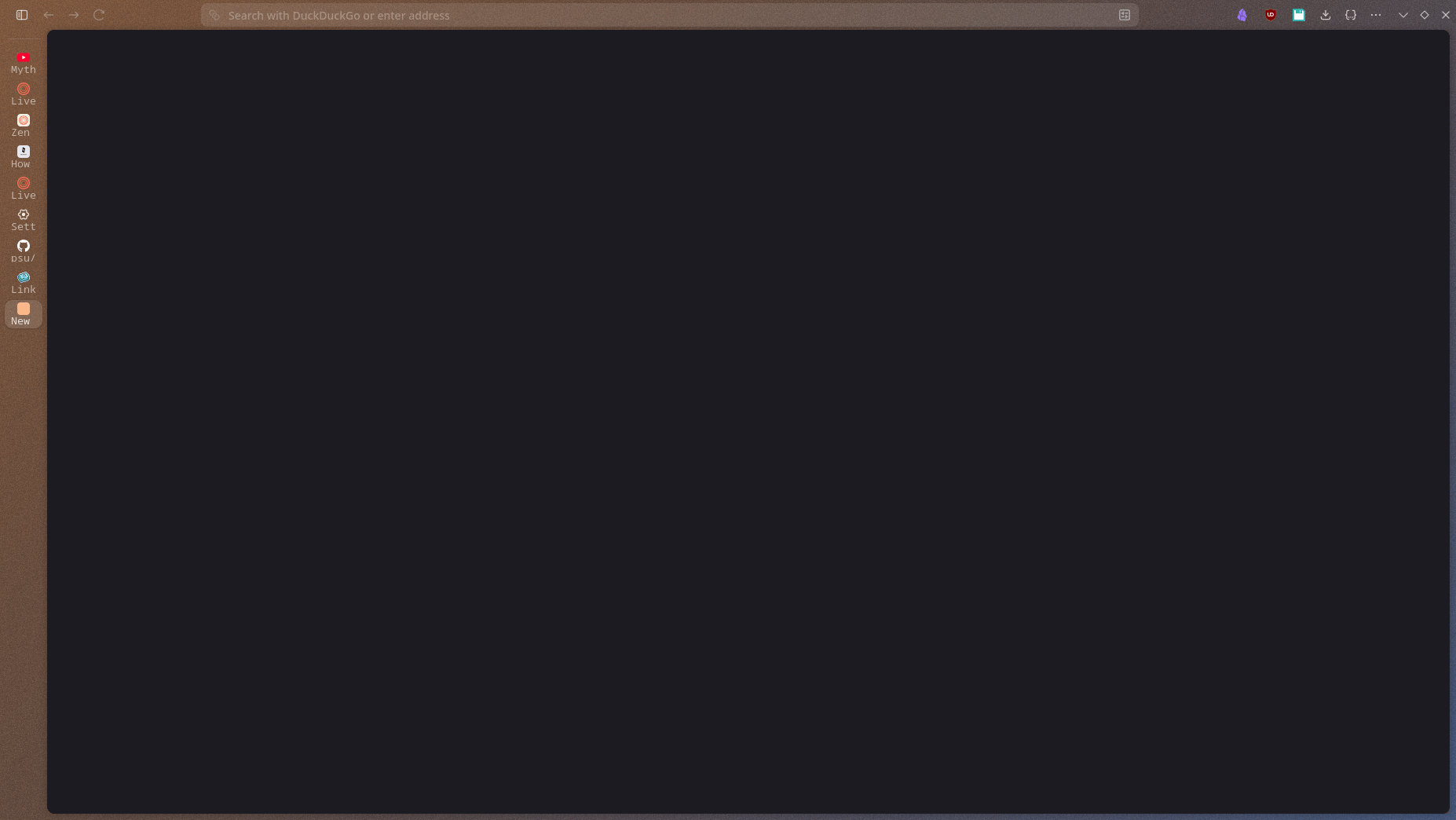 A screenshot of the Zen Browser displaying a blank page, meant to showcase my styling.